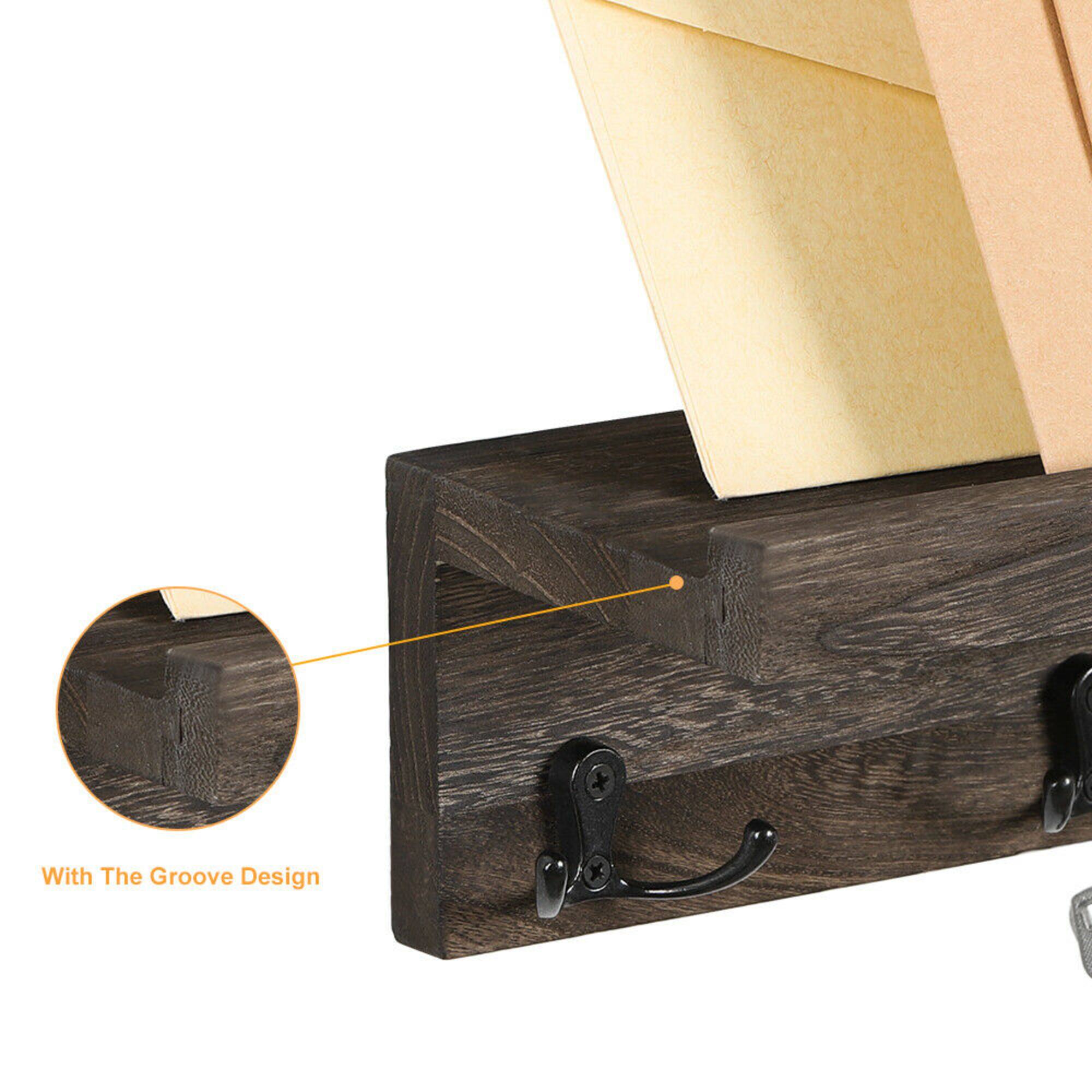 NEX™ 16" Dark Brown Wall-Mounted Floating 4-Hook Coat Racks, 2ct.